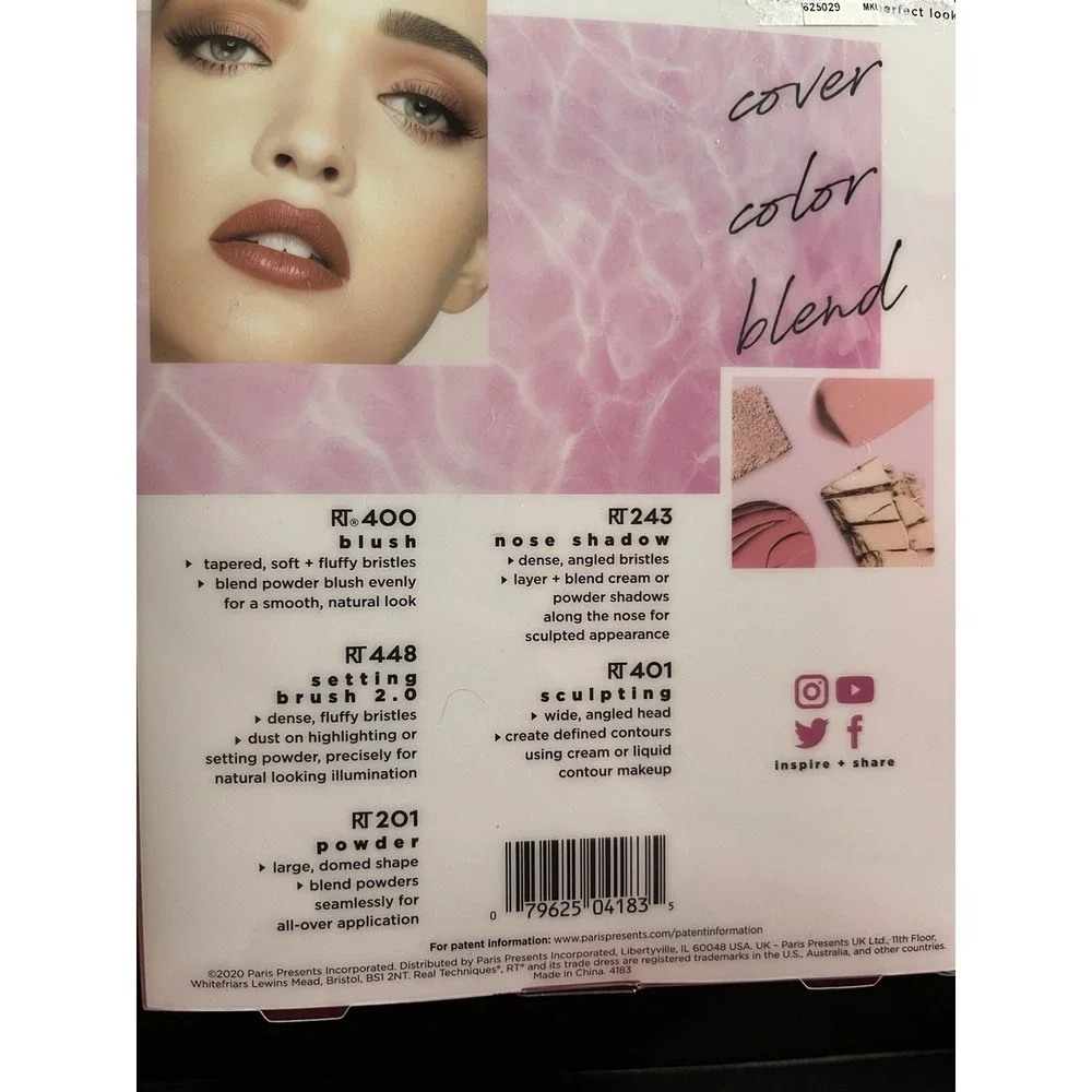 Real Techniques Face Essentials Brush Set – 400, 448, 201, 243, 401 – 5pc Makeup